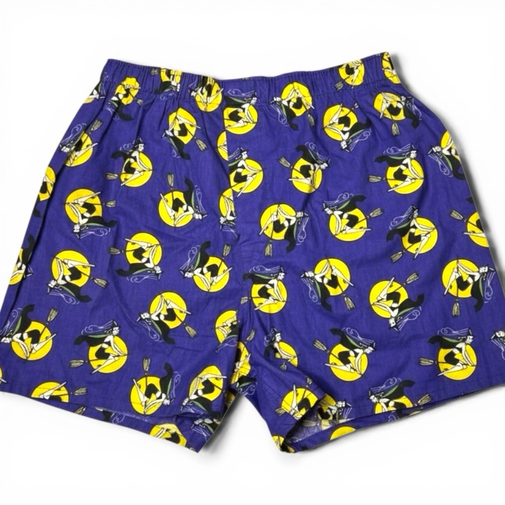 Vintage Halloween Witch Boxer Shorts Moon Broom Print Cotton Boxers M‎